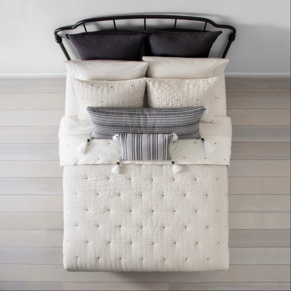 3рс Full/Queen X Stitch Comforter Sour Cream/Dark Gray Hearth & Hand Magnolia
